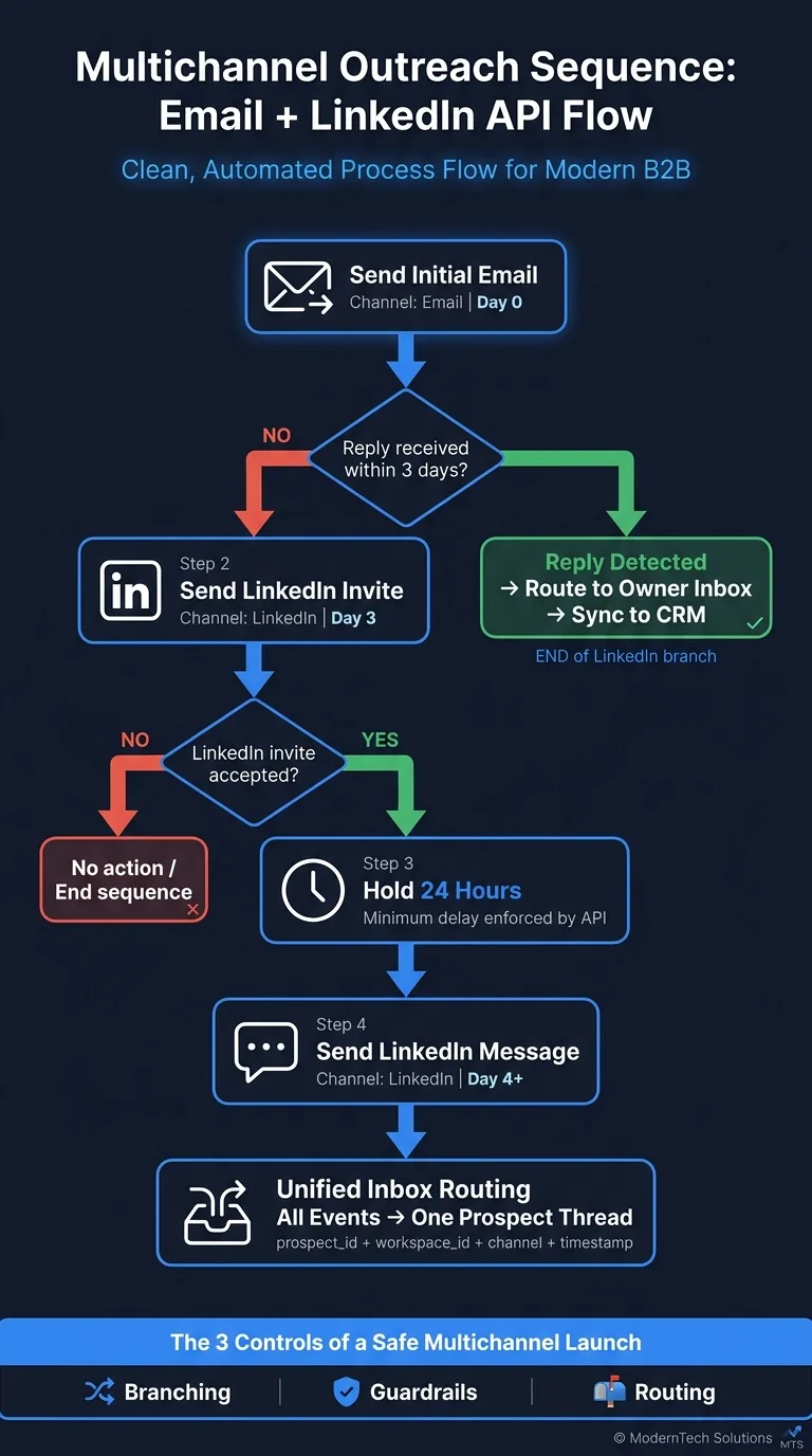 Multichannel Outreach API Sequence: Email + LinkedIn Flow